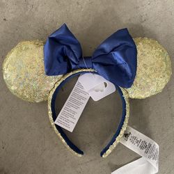 Disney Parks 50th Anniversary EARidescent Shimmer Gold Blue Minnie Ear Headband