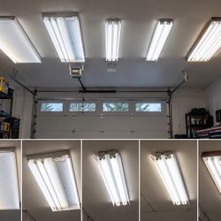 🔥 COMMERCIAL SHOP & GARAGE LIGHTING – 5 WORKING FIXTURES BULBS INCLUDED!