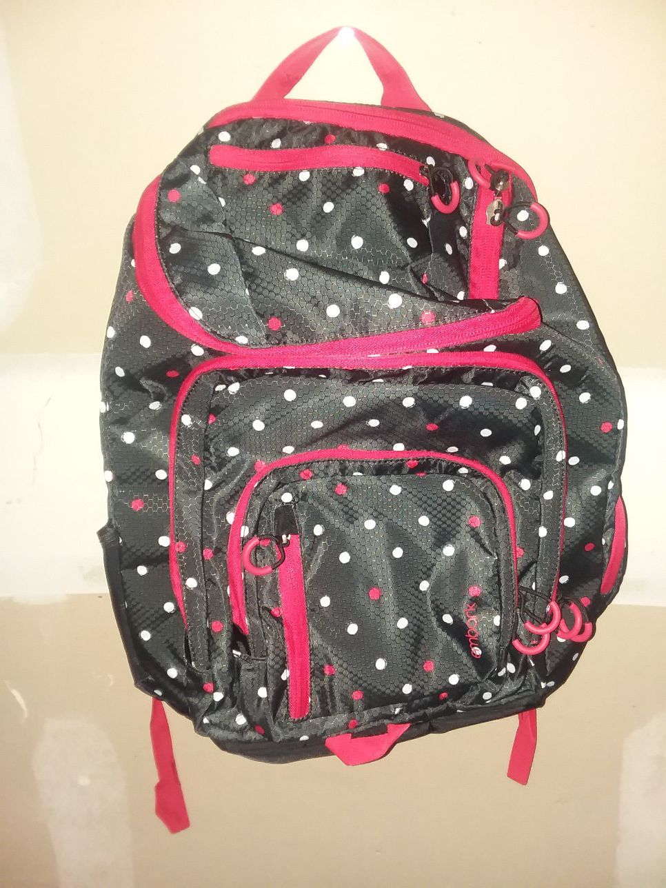 MAKE AN OFFER - embark Jartop Elite Black With Red/White Polka Dots Laptop Backpack - New Without Tags