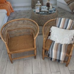 Two Wicker Accent Chairs
