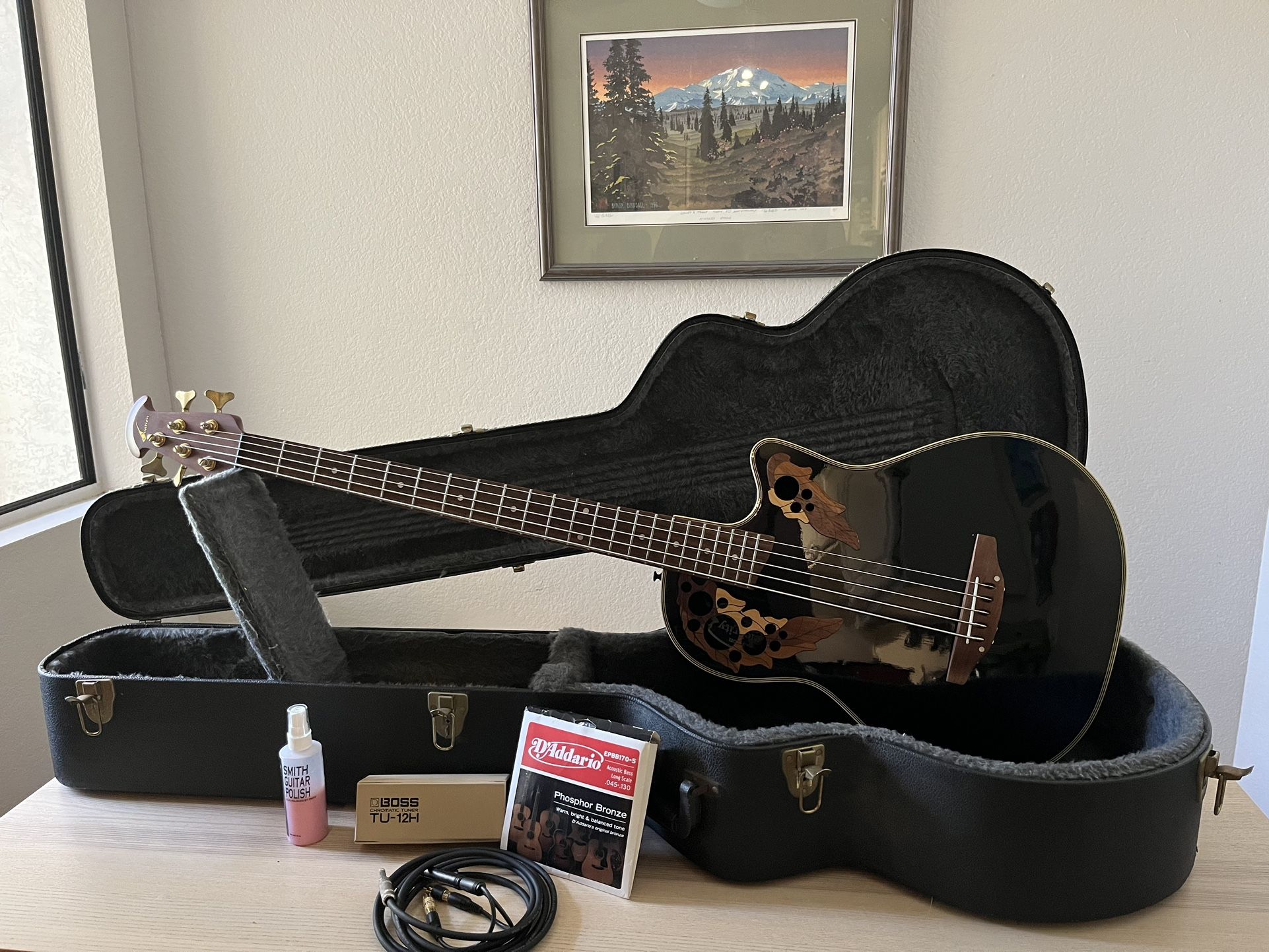 Rare 1994 Ovation Celebrity Deluxe 5 String Acoustic Bass with Preamp