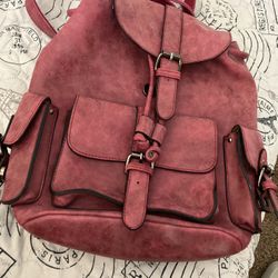 Pink Leather Backpack 