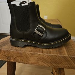 Doc Martens Black Ankle Book Buckle Detail 