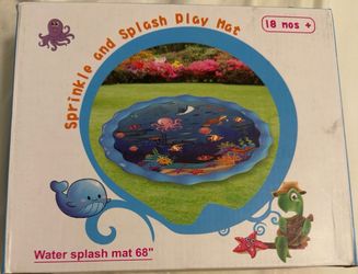 68” Kids Sprinkler Splash Play Mat – Outdoor Water Splash Pad