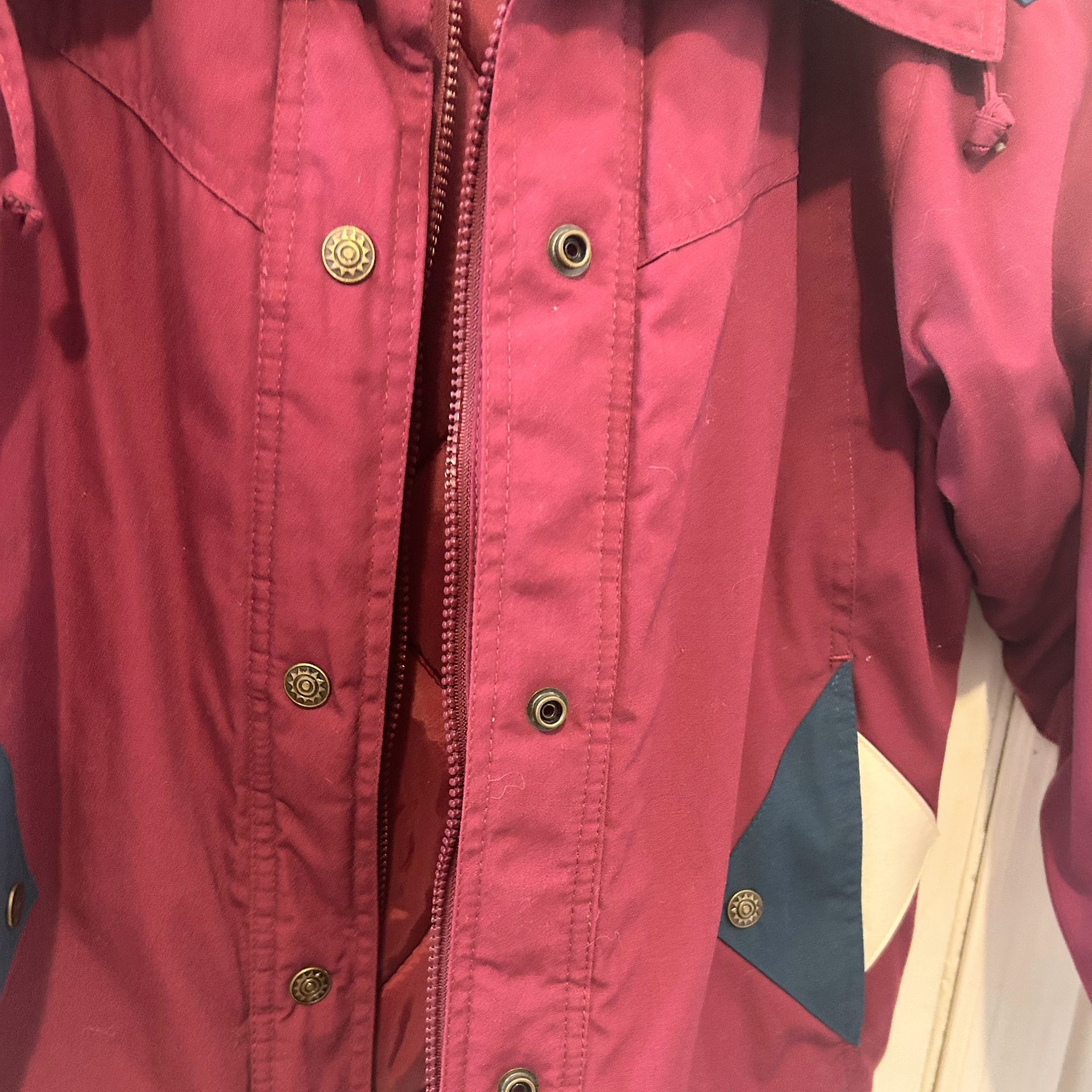Vintage Current Seen Puffer Jacket Maroon Teal White