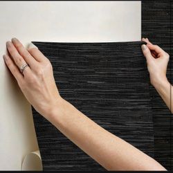NuWallpaper Black Grassweave Peel And Stick Wallpaper