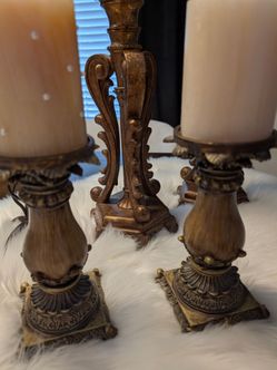 Candlestick Holders with Candles, set of 6