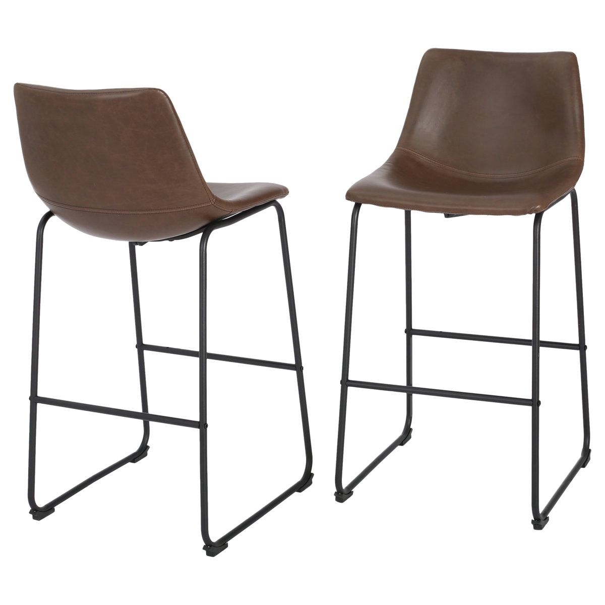 29” Brown Leather Bar Stools