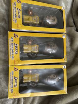 Set Of 3 NBA Los Angeles Lakers 2004 Basketball Bobbleheads Malone Fox Payton