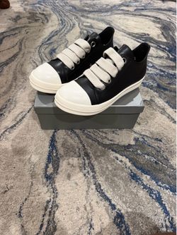 Rick Owens Low Top Jumbo Laces Sneakers White / Black Size 46 Eu