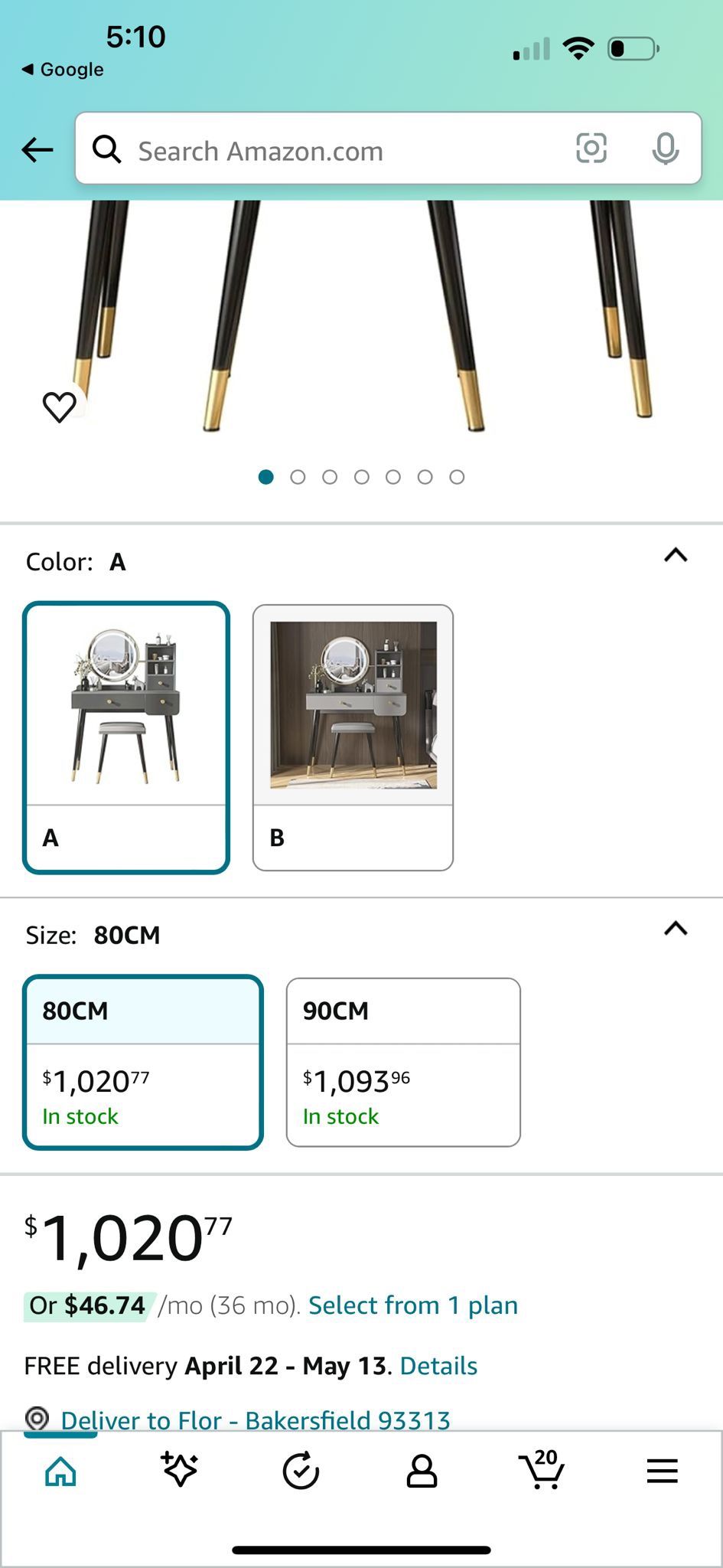 Vanity Table 3 Color Lighted Mirror Makeup Vanity Set with 2 Drawers Dressing Table Cushioned Stool Nightstand Vanity Desk