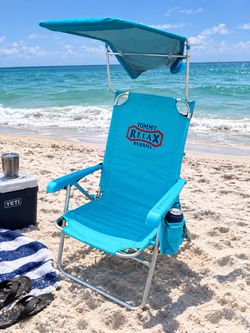Tommy Bahama Relax Aluminum Folding Sun Shade Canopy Beach Chair! Great Condition!