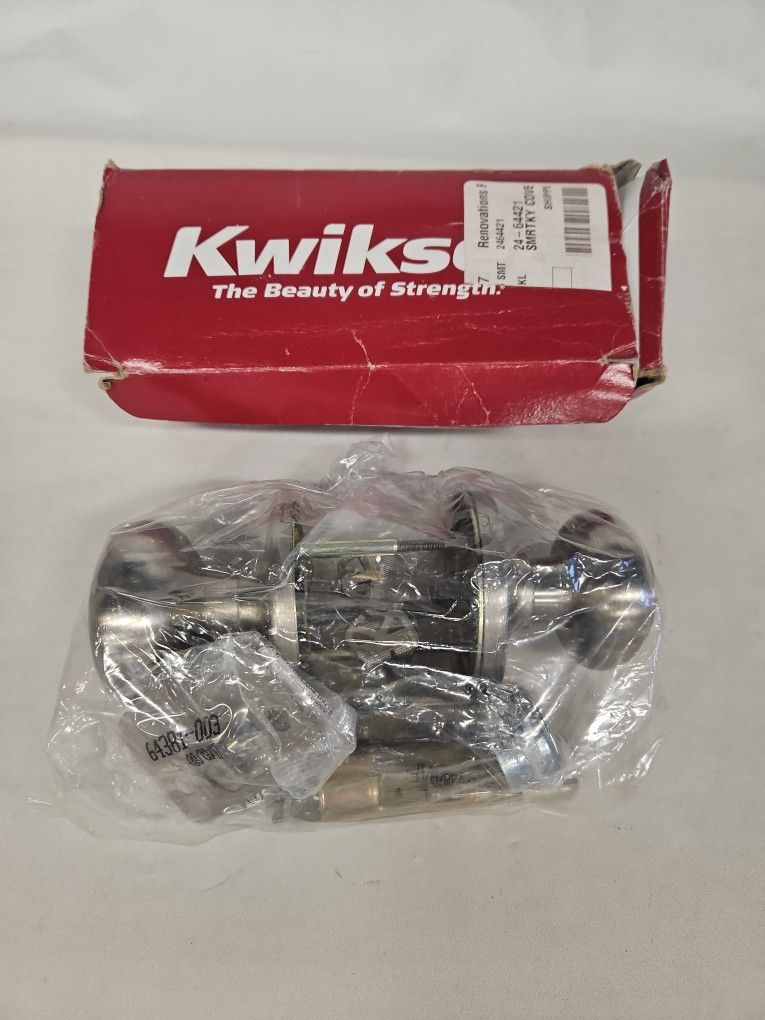 Kwikset Cove Entry Smartkey Satin Nickel Doorknob Set I-7858