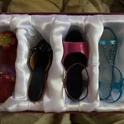 JC Penney Christmas Ornament Ladies Shoes Heels Set Of 4 In Original Box Vintage