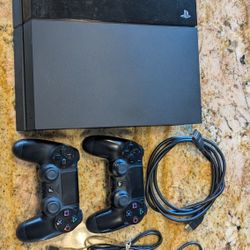 PS4 Slim, 2 Controllers. HDMI, USB, Power Cables