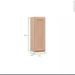 Hampton Bay Recessed Panel 12 in. W x 12 in. D x 36 in. H Assembled Wall Kitchen Cabinet in Unfinished