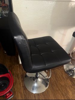 Black Faux Leather Adjustable Bar Stool