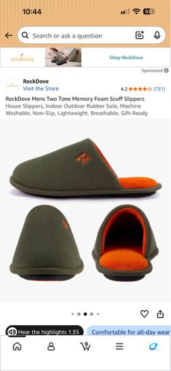 RockDove Men's Two Tone Memory Foam Slippers size 9-10