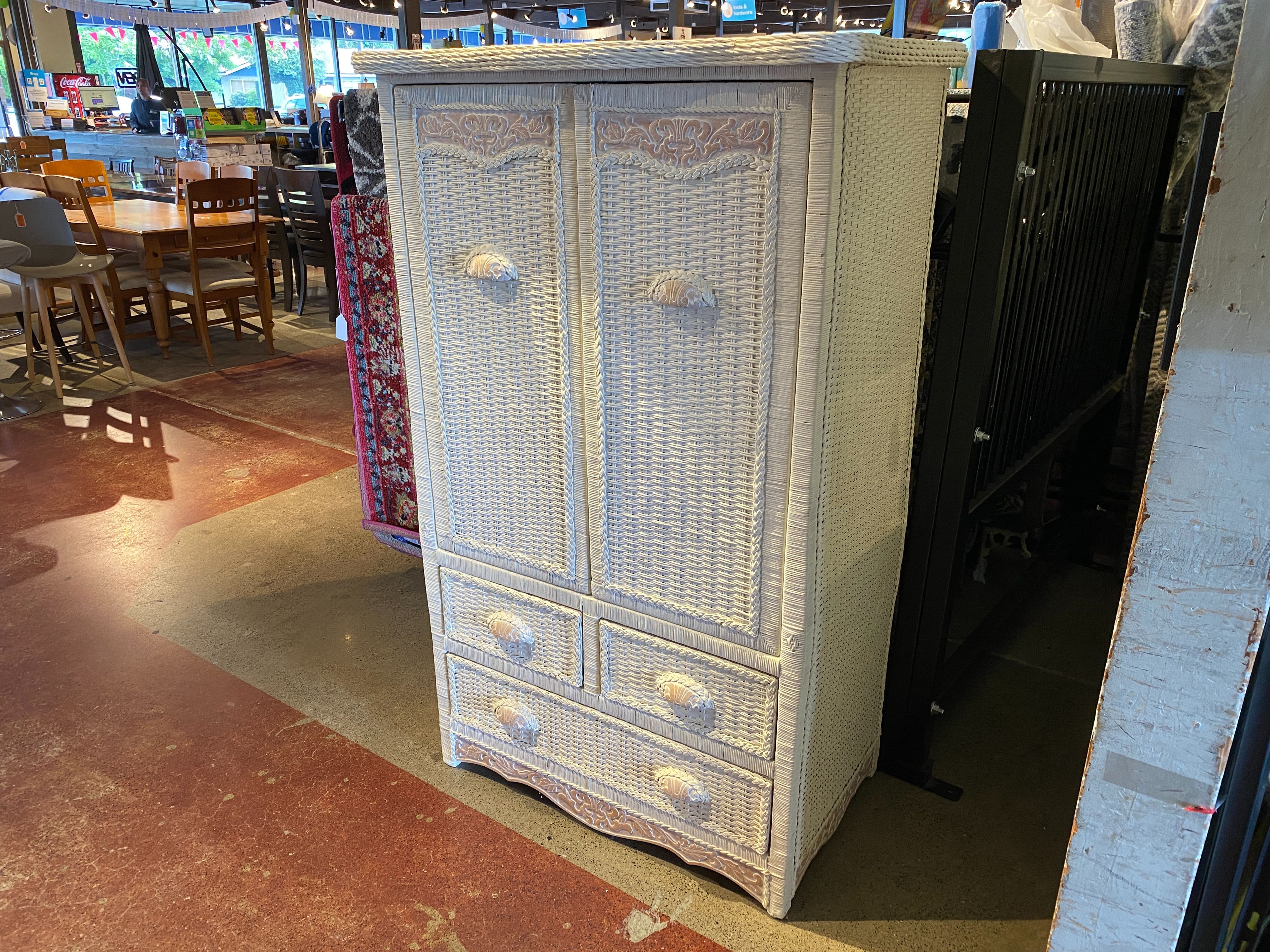 PIER 1 Jamaica Collection White Wicker Armoire