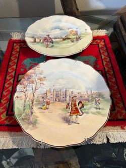 SET DE PLATOS DE PARED ANTIGUO DE PORCELANA  INGLESA ROYAL 