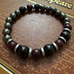 Garnet, Tourmaline, Hematite & Lava Bracelet