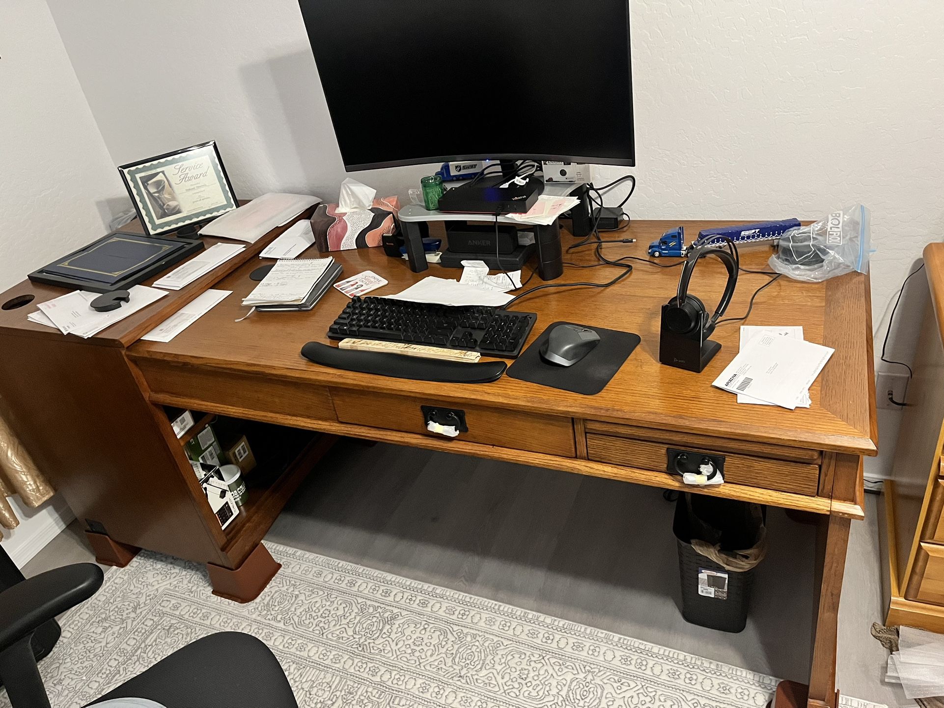 Office Desk With Cabinets 100% Oak