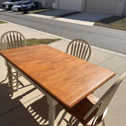 Selling wooden dining table with extension+3 chair