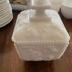 Milk Glass Container W Lid For Condiments Or Trinkets