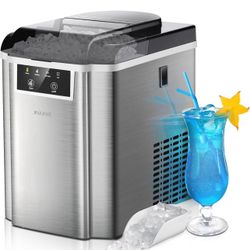 Upgraded Nugget Ice Maker Countertop, 38LBS/Day, Soft Chewable Pellet Ice Machine, Self Cleaning, Portable Crushed Ice Makers for Home, Kitchen, Stain