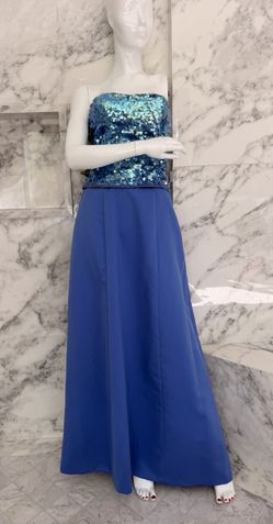 Vintage Pierre Le Beau 2264 Blue Sequin Strapless Prom Gown Dress Size 6 Y2K