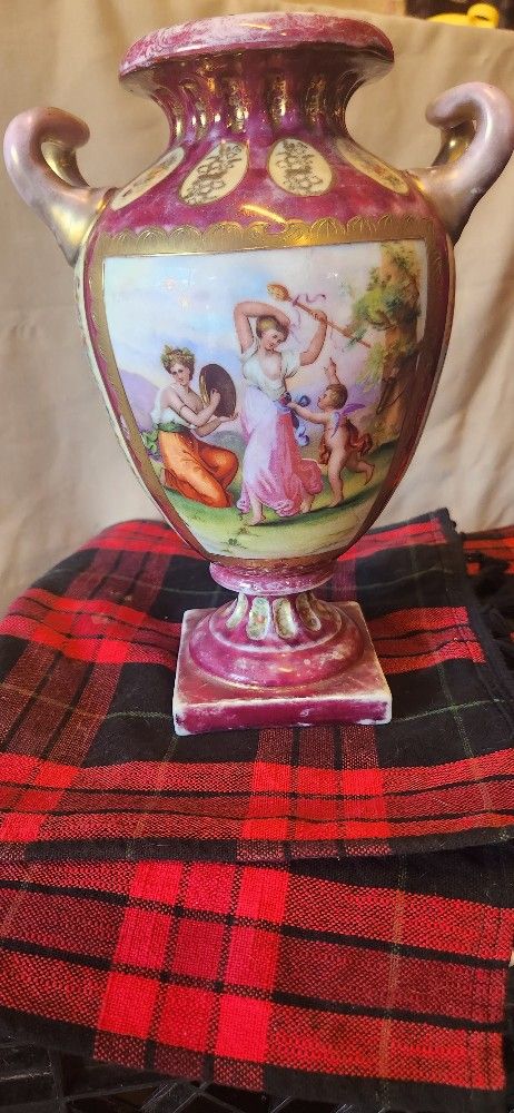 Antique Vintage pink Gold Vase