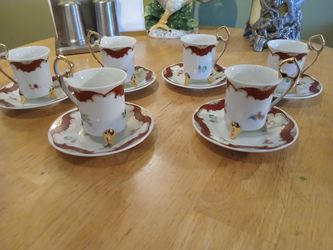  Porcelain  Petite 12 Piece Tea Cups W/Saucers    (AVAILABLE)