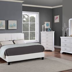 5 PCs Bedroom Set Dresser Mirror Night Stand And Queen Bed 