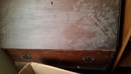 Antique Wood Dresser with Ornate Handles