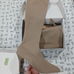 Khaki High Knee Boots