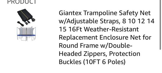 Giantex trampoline net 10ft 6 pole