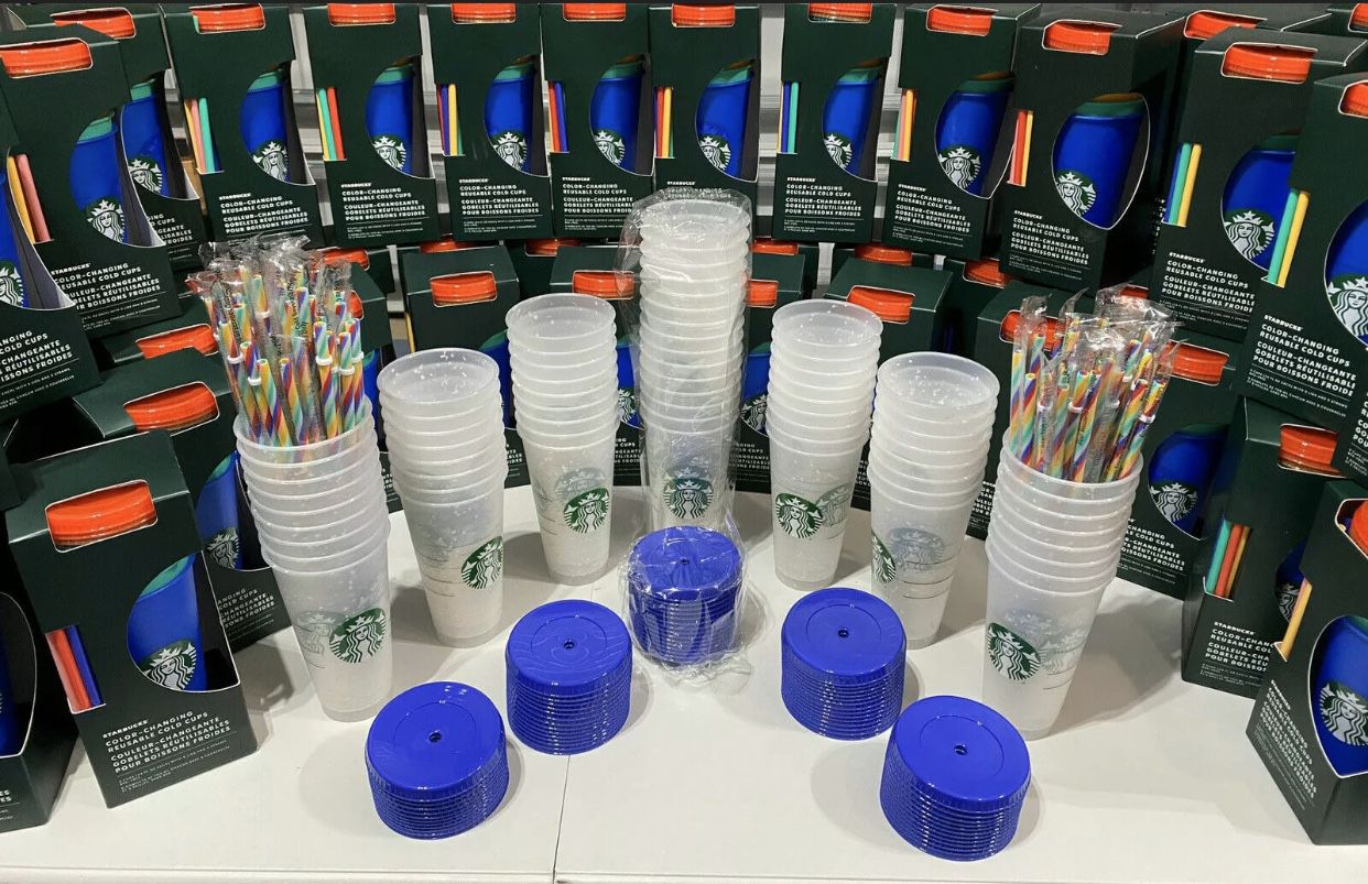 Starbucks Collectible Rainbow Tumblers Color Changing and Confetti Cups