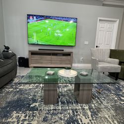 Modern Living Room Set – Glass Coffee Table + Matching TV Stand