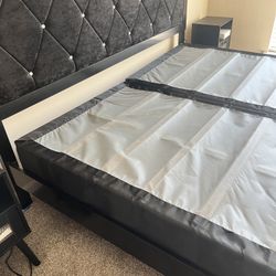 King Size Bed Frame with Button Tufted Wingback Headboard, Modern Upholstered...