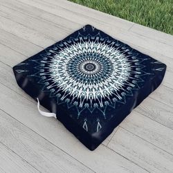 Society 6 - Ganny Indigo Navy White Mandala Indoor/Outdoor Floor Cushion, 1 Count By society 6