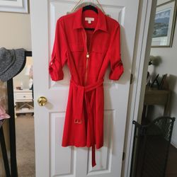 Michael Kors Dress Red With Belt. L/M