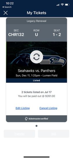 SEAHAWKS Vs panthers—100 Level—Excellent Seats!! Thumbnail