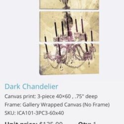 Dark Chandelier 3-piece Canvas Art