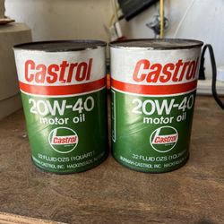 Vintage Unopened Castrol 20W - 40 Motor Oil 2 Cans