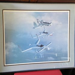 Vtg 80’s Photograph Air Gliders Signed by Aircraft Legond Burt Rutan 