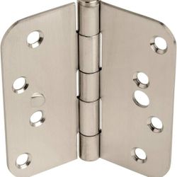 Security Door Hinges - Stainless Steel - 4 Inch with 5/8 Inch Radius - Security Tab - 2 Pack