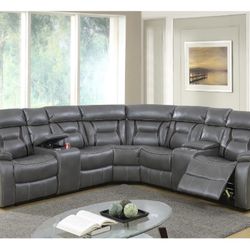 Gray Motion Sectional Sofa (Free Delivery)
