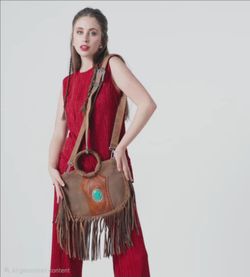 Loyal West by Myra Sedona Tassle bag in Saddle Brown New!