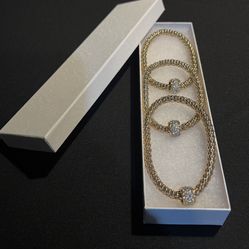 Set Of Three Pave crystal mesh chain bracelets