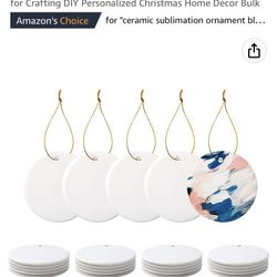 PYD Life 25 PCS Sublimation Ceramic Ornament Bulk White 2.75 Inch Round Blank Ornament with Gold String for Crafting DIY Personalized Christmas Home D